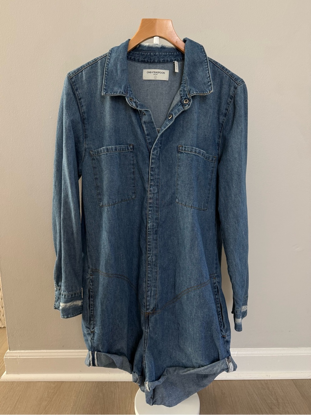 One Teaspoon Blue Denim Jacket Romper | L